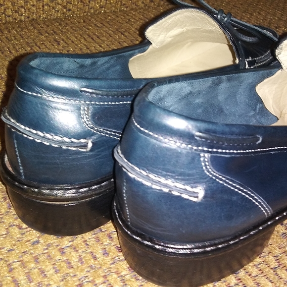 Luca Grossi per Carucci Shoes Women's Blue Leather Loafers Made in Italy - Picture 9 of 13